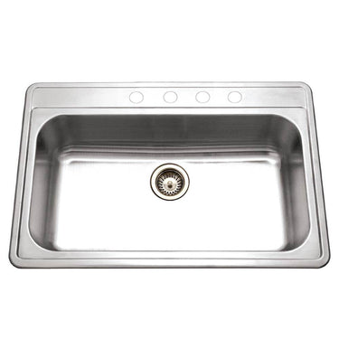 Houzer Premier 33 inch Stainless Steel Drop-in Topmount Single Bowl Kitchen Sink, Nested 20-Pack